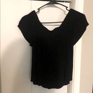 Black off the shoulder shirt